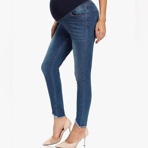 Maternity High Waist Skinny Stretch Ripped Jeans Destroyed Denim Pants